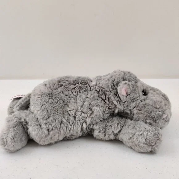 Aurora Gray Plush Curly Hair Hippo Bean Bag Soft Hippopotamus Stuffed Animal - Picture 3 of 9